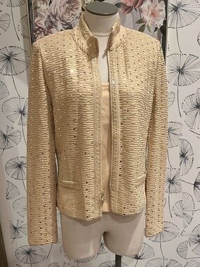St John evening Knit Women's Jacket with Metallic Thread 2 skirts and tank